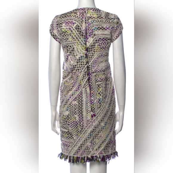 *$4,000 OSCAR DE LA RENTA GORGEOUS SILK LACE RUNWAY MULTI COLOR DRESS US 4, 10 - Picture 12 of 15